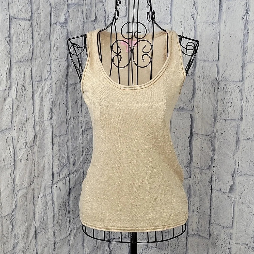 LILLY PULITZER Cream‎ Sparkly Linen Sleeveless Blouse XXS